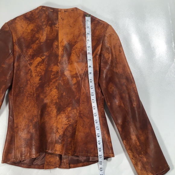 Prodi Marbled Tan Leather Button Stitch Jacket - Picture 7 of 8